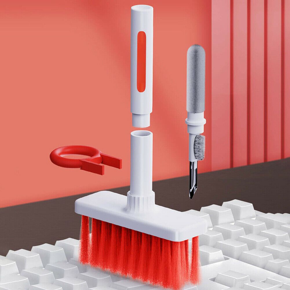 5 IN 1 Keyboard Cleaning Kit Laptop PC Earphone Cleaner Brush Remover Key Puller | Novelty Gift - White