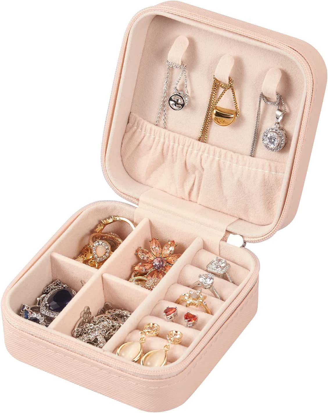 Mini Portable jewelry box, pu leather jewelry case, makeup organizer cosmetic storage, travel earrings rings casket box