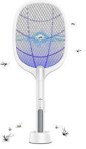 Mosquito Racket Rechargeable Handheld Electric Fly Swatter Mosquito Killer Racket Bat with UV Light Lamp Racket USB Charging Base, Electric- Insect Killer Bat